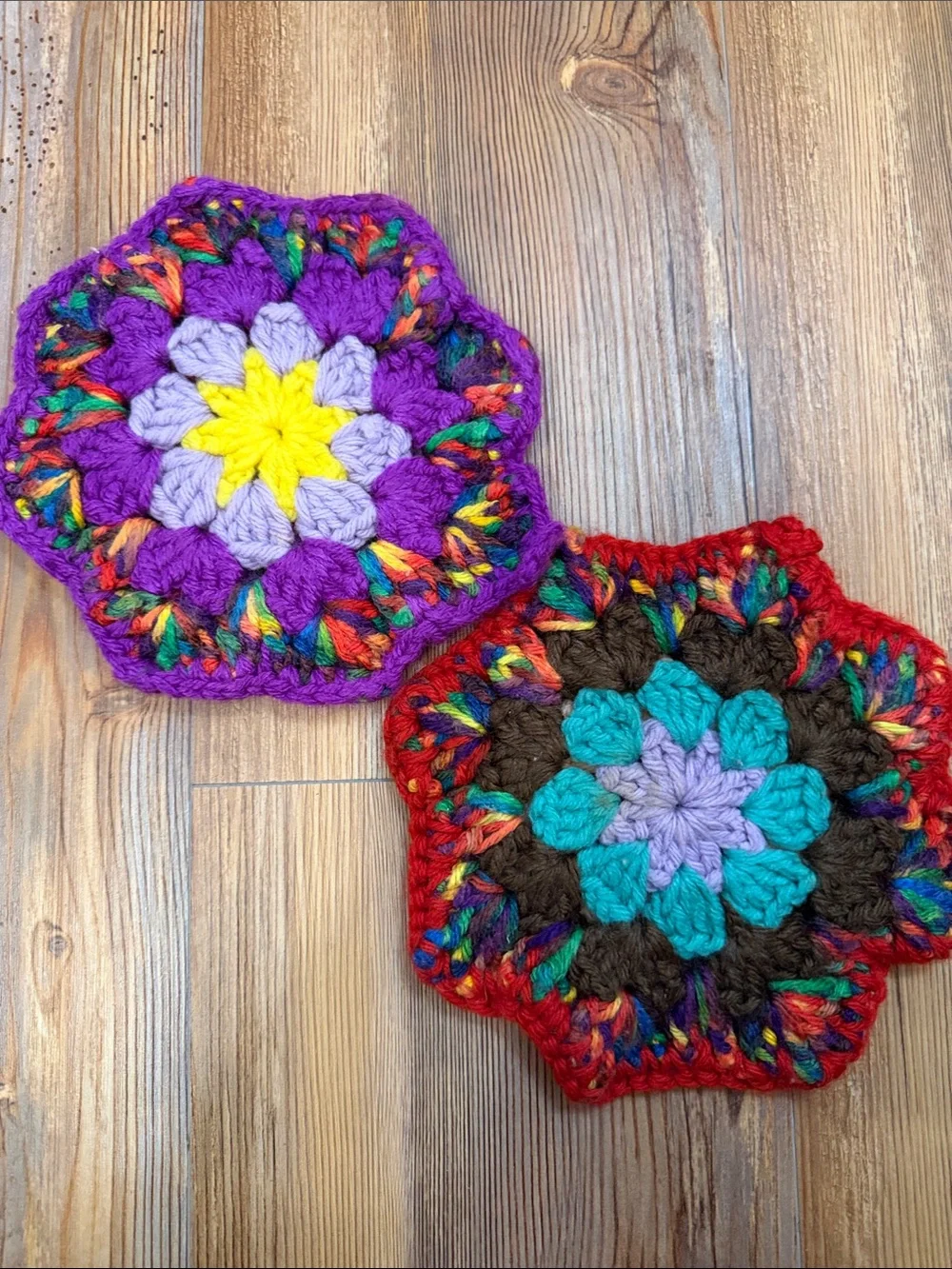Vintage Multicolor Hand Crocheted Trivets/Hot Pads